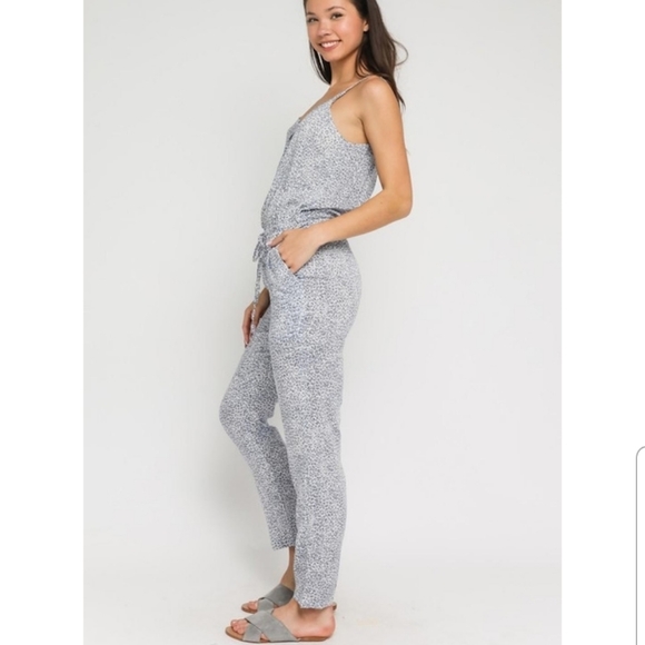 Olivaceous Leopard Print Gray Jumpsuit - Picture 2 of 12